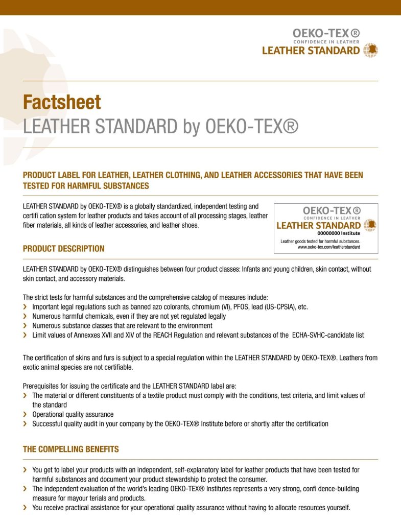 OEKO TEX LEATHER STANDARD